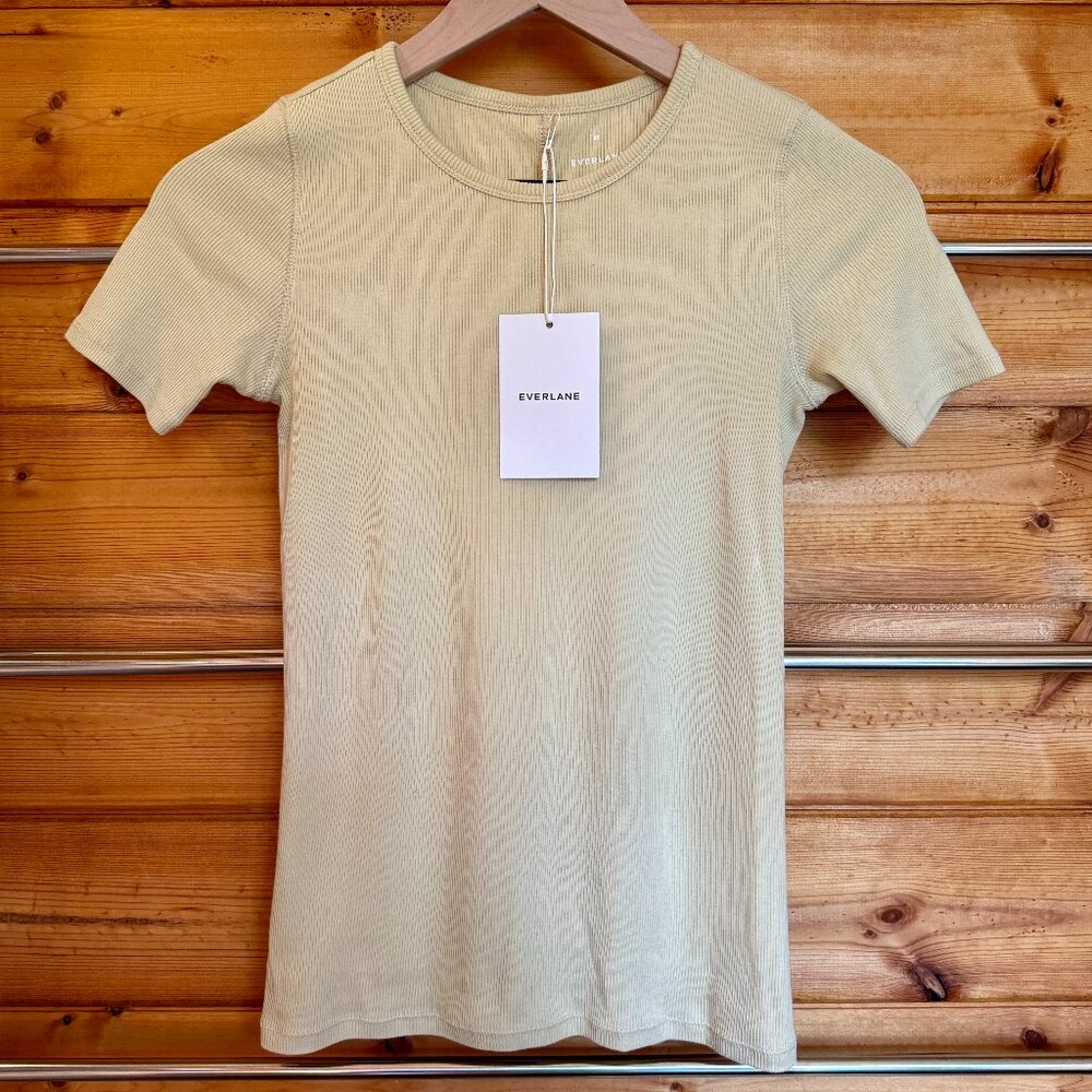 Women's Everlane The Luxe Rib Crew Short Sleeve Tee - Parsnip yellow - XS
